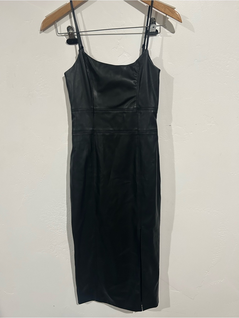 Express Black Faux Leather Midi Dress